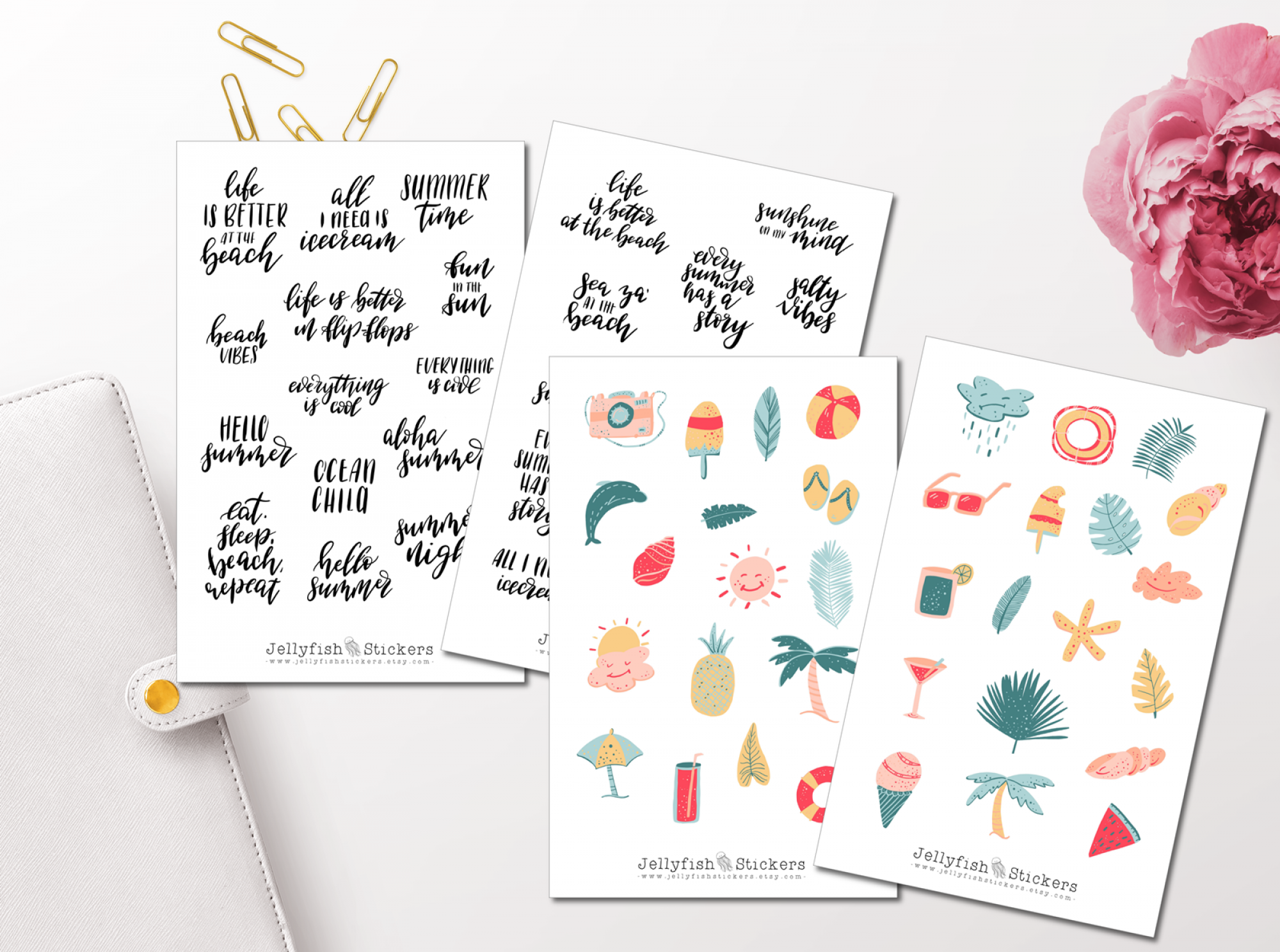 Sommer Pastell Sticker Set